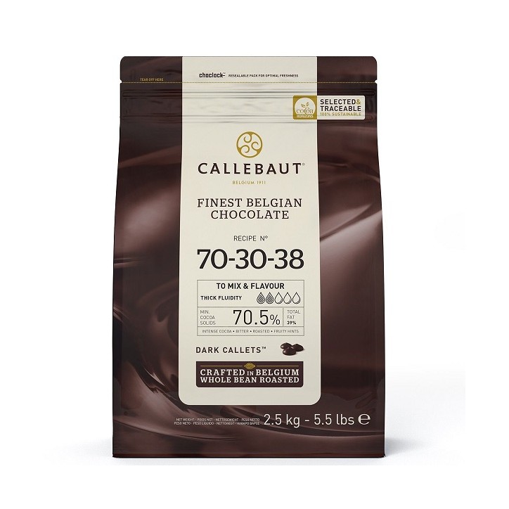 2.5kg Callebaut Chocolate Callets -Extra Dark (70,5%) - KOSHER / HALAL / VEGAN / Glutenfree