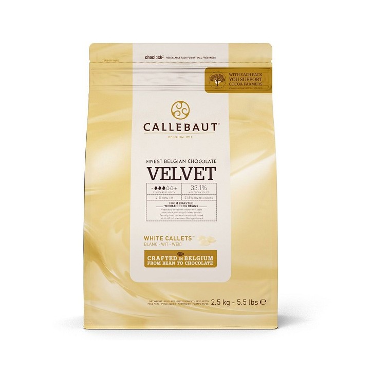 Weisse Schokoladenkuvertüre VELVET Callebaut - Schokotropfen Velvet Weiss