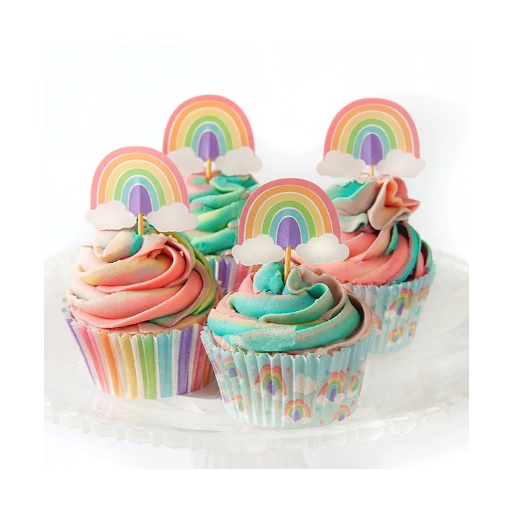 Anniversary House Cupcake Toppers Pastel Rainbow 12 Pieces AH-J148