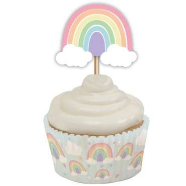 Anniversary House Cupcake Toppers Pastel Rainbow 12 Pieces AH-J148