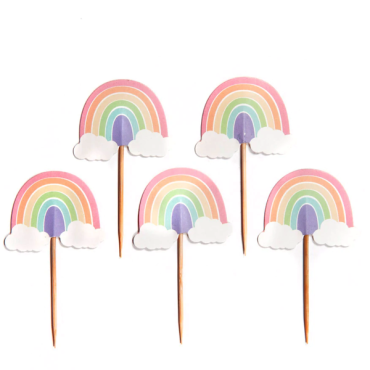 Anniversary House Cupcake Toppers Pastel Rainbow 12 Pieces AH-J148