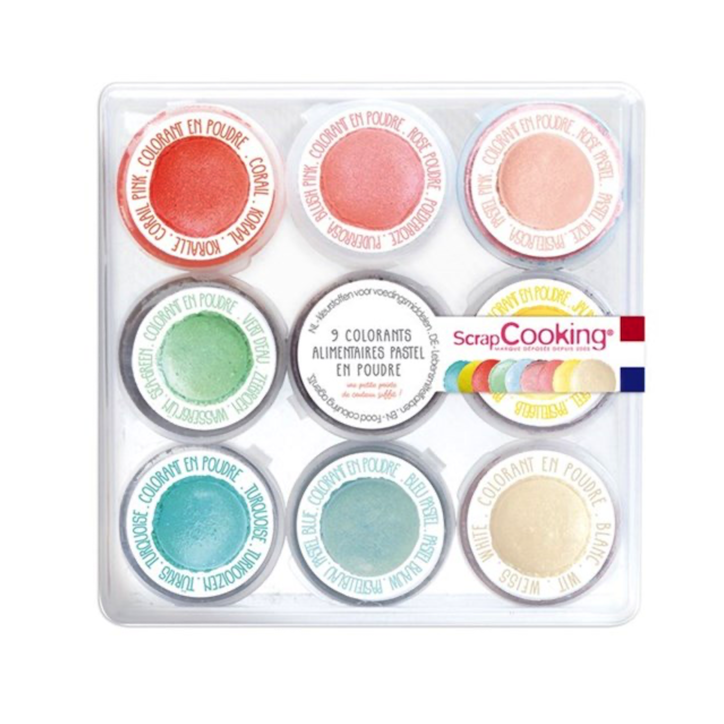 ScrapCooking Mini Pastell Puderlebensmittelfarben Set 9 Stück VE-SC4272