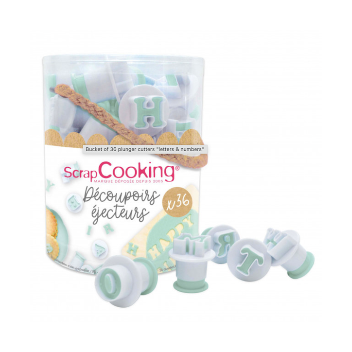 ScrapCooking Ausstecher-Stempel Set Buchstaben und Zahlen 36 Stk 3cm VE-SC2035