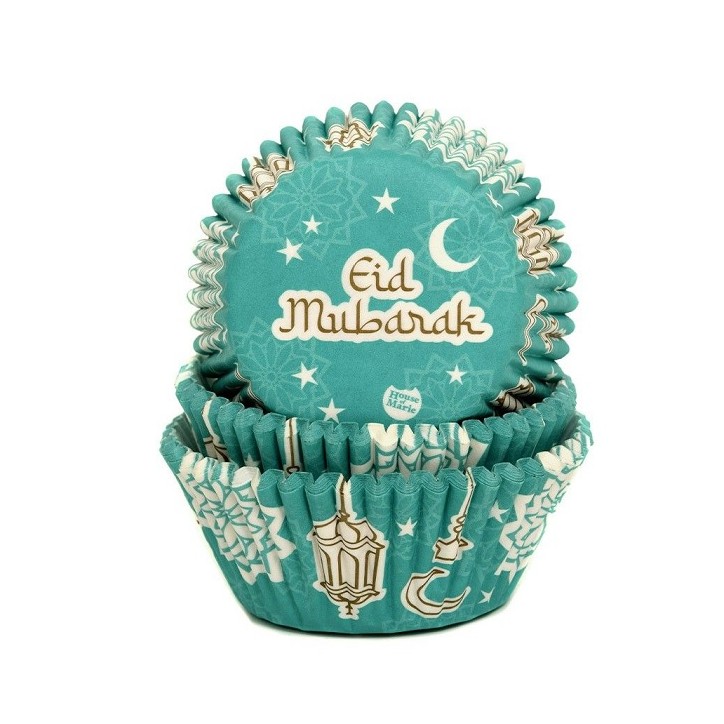 Eid Mubarak Cupcake Paper Cases, 50 Pieces - Fastening Cupcake Liners / Ramadan Cupcake Liners