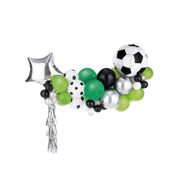 PartyDeco Ballonbogen Kit Fussball 85-teilig 150cm PD-GBN8