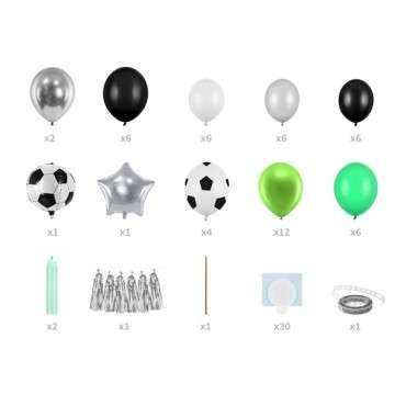 PartyDeco Ballonbogen Kit Fussball 85-teilig 150cm PD-GBN8