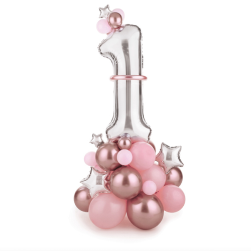 PartyDeco Ballon Bouquet One Rosa, 50-teilig