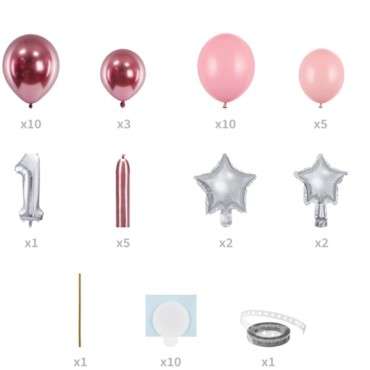 PartyDeco Balloon Bouquet Kit One Pink 50 Pieces 90x140cm GBN7-1-081