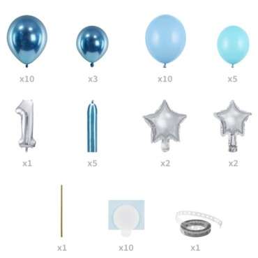 PartyDeco Balloon Bouquet Kit One Blue 50 Pieces 90x140cm GBN7-1-001