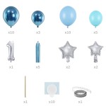 PartyDeco Ballon Bouquet One Blau, 50-teilig