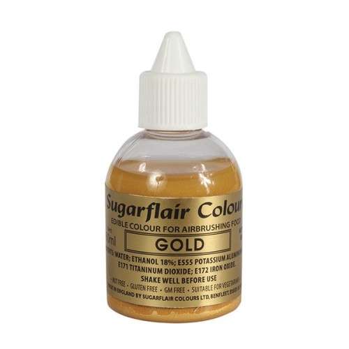 Sugarflair Airbrush Farbe Glitzer Gold - Gold Glitter, 60ml