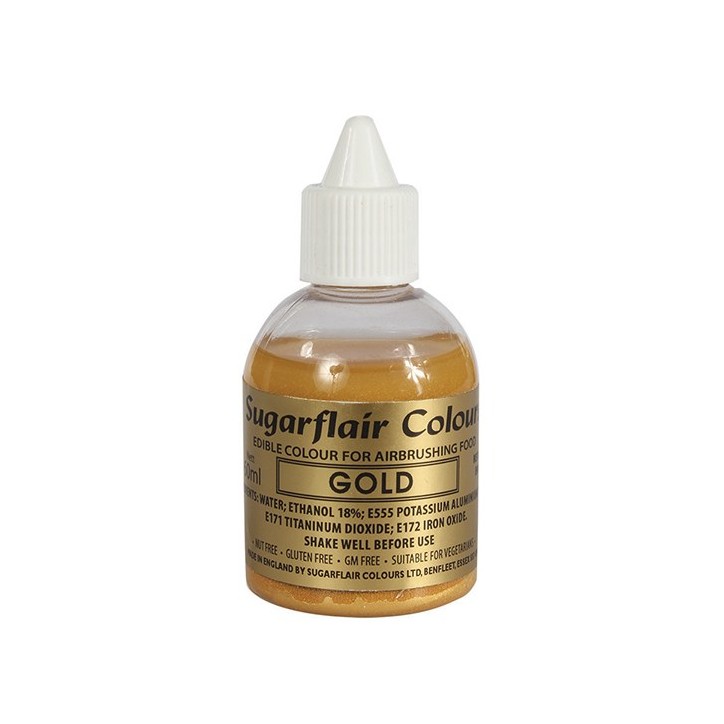 Sugarflair Colours Airbrush Farbe Gold Glitzer - Titanium frei