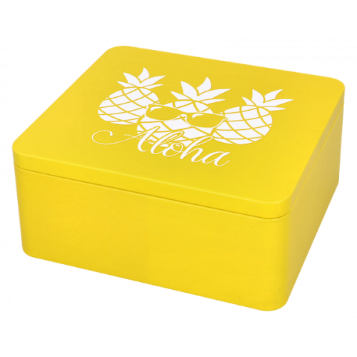 Birkmann Yellow Tin Box Aloha, 21x19x9cm