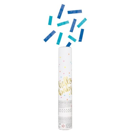 HELLO BABY -BLUE- Confetti Air Cannon 30cm - Gender Reveal Confetti Shooter Blue