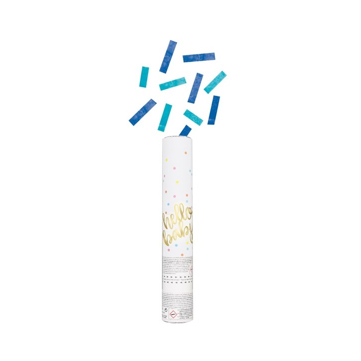 HELLO BABY -BLUE- Confetti Air Cannon 30cm - Gender Reveal Confetti Shooter Blue