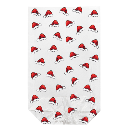 By Nature Transparent Cookie Bags Santa Hats Red 5 pcs 14.5x23.5cm FE-4782-0201