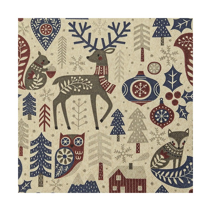 Home Fashion Paper Napkins Scandi Pattern Red-Blue 33cm FE-642204