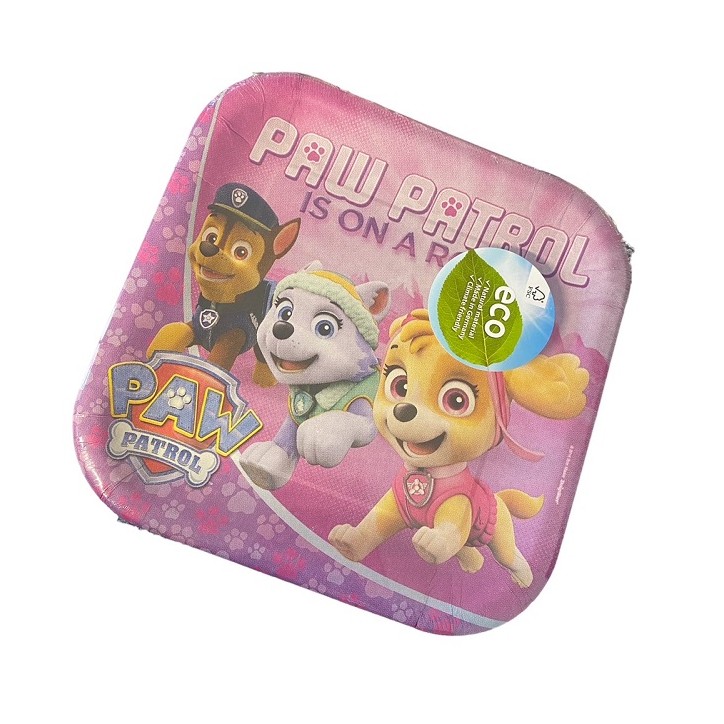 Paw Patrol Plates 8 PCS Pink Square SO-551665