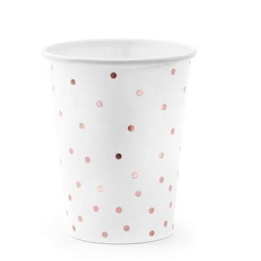 6 Rosé Gold Polka Dots Party Cups 260ml