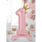 PartyDeco Standing Foil Balloon 1, Light Pink