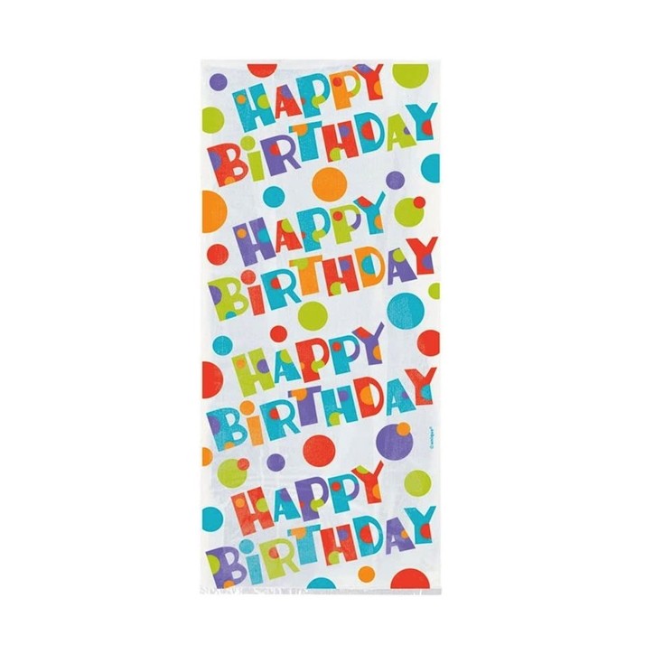 Unique Party Cello Bags Bubbly Happy Birthday 20pcs 27.9x12.7cm UP-62027