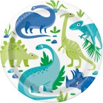 Unique Party Blue-Green Dino Paper Plates, 8 Stück