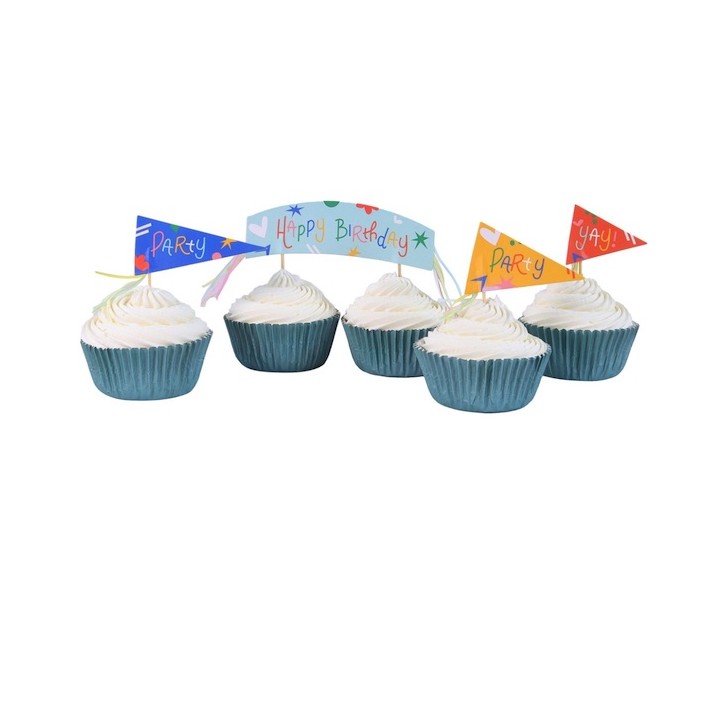 PME Cupcake Set Happy Birthday Flags 24 Pieces PME-CUT16