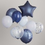 Ginger Ray Ballon Set Blau-Navy-Konfetti, 10 Stk