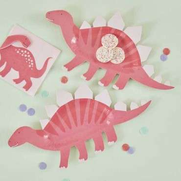 Ginger Ray Dino Teller Pink 30x16cm 8 Stück GR-DINO-104