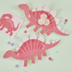 Ginger Ray Pink Dino Plates, 8 pcs