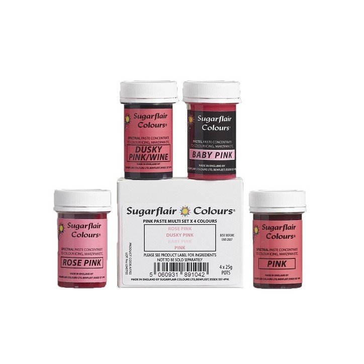 A7702 Sugarflair PINK MULTI PASTE SET X 4