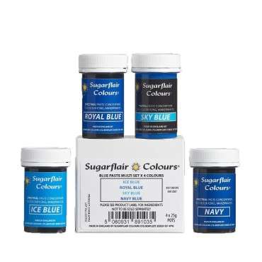 Sugarflair Paste Colour Blue Set/4 Glutenfree Food Colouring VEGAN