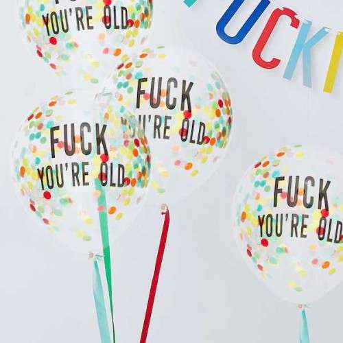 Ginger Ray Fuck You're Old Confetti Balloons, 5 pcs