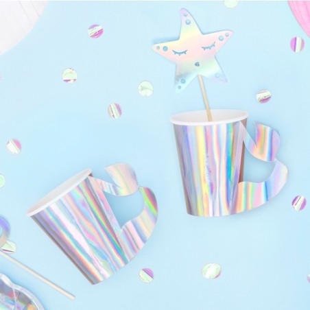 6 Party Cups Mermaid iridescent - Mermaid Party Supply