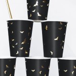 PartyDeco Bat Party Cup Black/Gold, 6 pcs