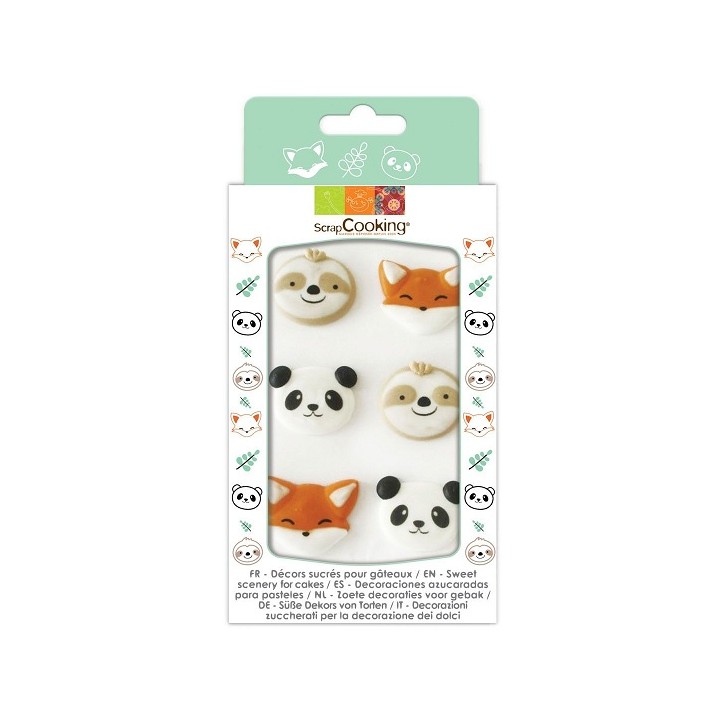 Cute Animals Sugar Pipings - Sloth Cake Decoration - Panda Sprinkles - Fox Sugar Decoration