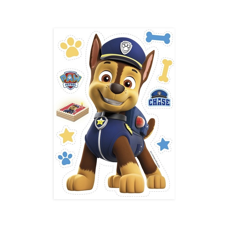 Paw Patrol Kuchendekor CHASE - Wafer Silhouette Chase Paw Patrol - Glutenfreie Paw Patrol Oblatendekor