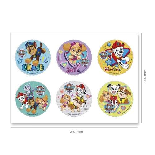 deKora Wafer Cake Disc Paw Patrol Cupcake Toppers, 6pcs