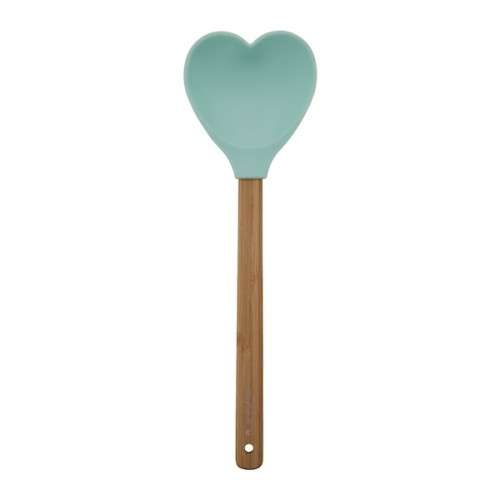 Miss Etoile Bamboo-Silicone Spoon Spatula Mint Heart, 29cm