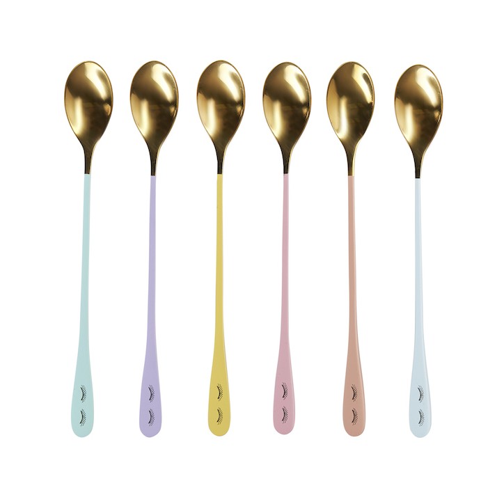 Miss Etoile Spoon Set Gold-Pastel Eyes Stainless Steel 6 Pieces ME-4970701