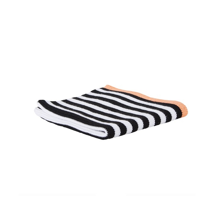 Miss Etoile Dish Cloth 30x30cm Black-Peach Striped ME-4969097