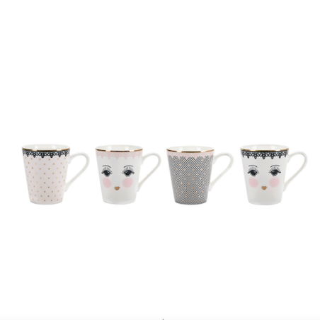 Miss Etoile Coffee Mugs Set Lace 12.3cm 4 Pcs ME-4969835