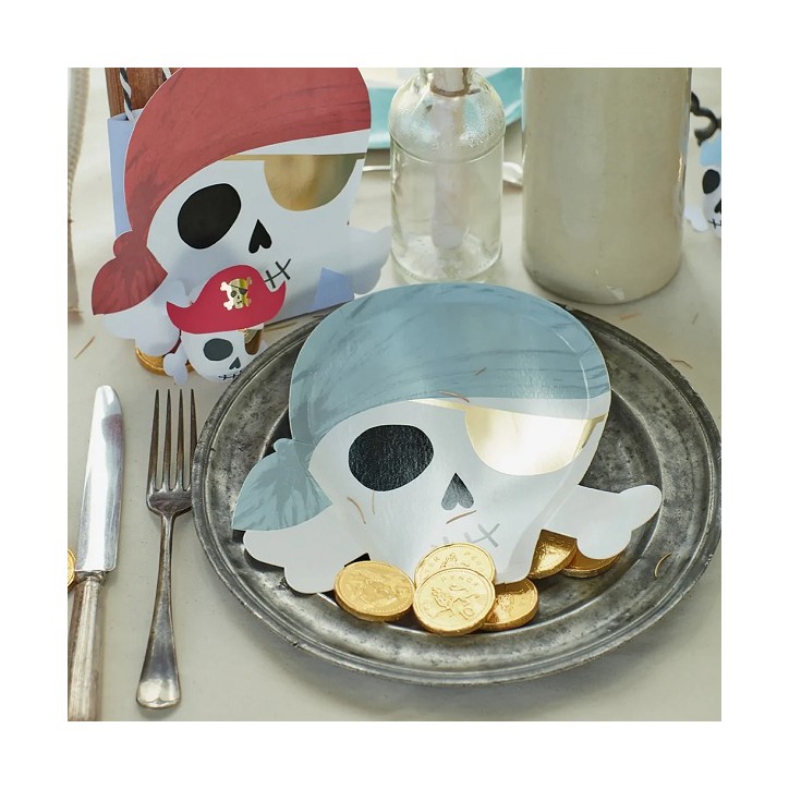 Meri Meri Pirate Plates with bandanas - Pirate Party Supplies - Pirate Tableware