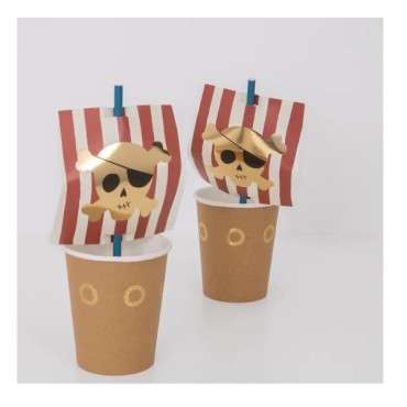 Pirate Cup & Straws Set (x 8)