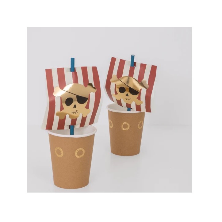 Pirate Cup & Straws Set (x 8)