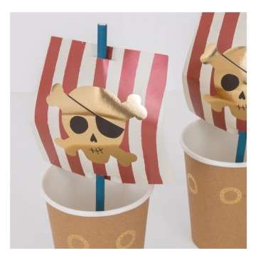 Pirate Cup & Straws Set (x 8)