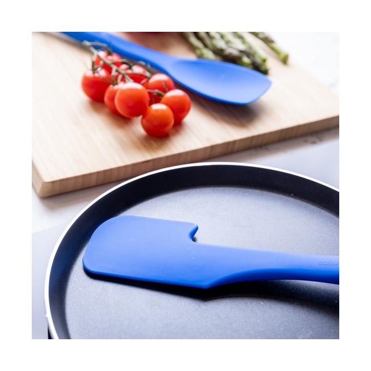 Cooking Spatula Blue - Silicone Spatula with bowl rester