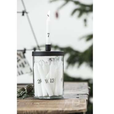 Advent Calendar Dinner Candles - Short Dinner Candles 1-24 White with Grey Numbers