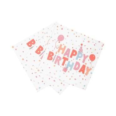 Recyclable Pastel Pink Happy Birthday Napkins Talking Tables - ROSE-ECO-NAPKIN-HB - 5052715124132