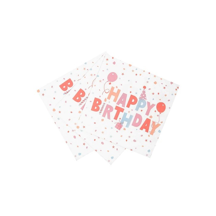 Recyclable Pastel Pink Happy Birthday Napkins Talking Tables - ROSE-ECO-NAPKIN-HB - 5052715124132